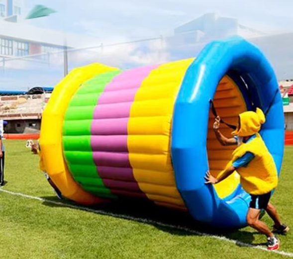 充气彩虹滚筒出租 户外趣味运动会道具 团建拓展活动器材
